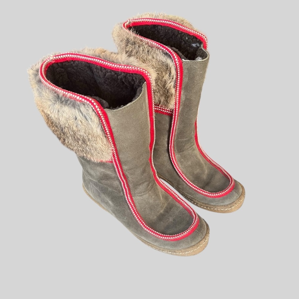 Tory Burch Gray Lambskin Suede.